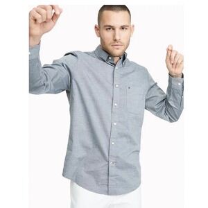 NWT Tommy Hilfiger Men's Blue Oxford Button Down Shirt Long Sleeve Logo Size L G